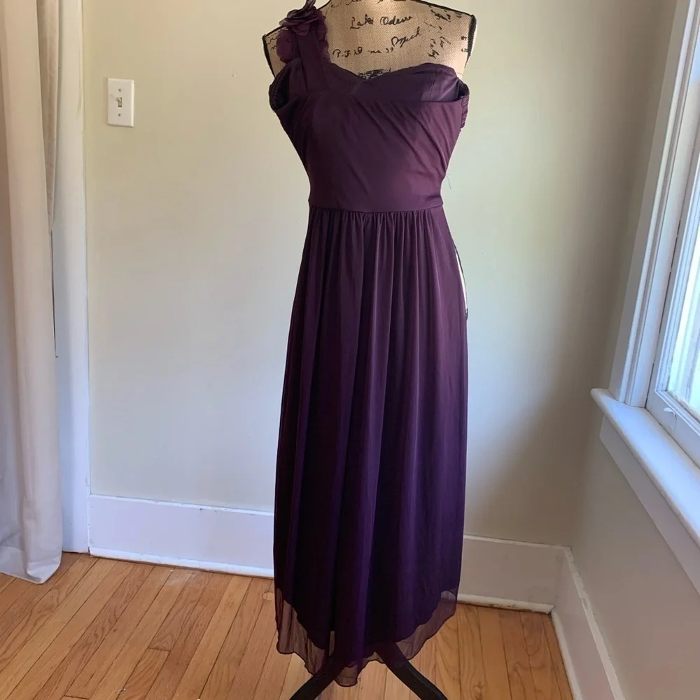 DB Studio one shoulder belted purple dress 8/10